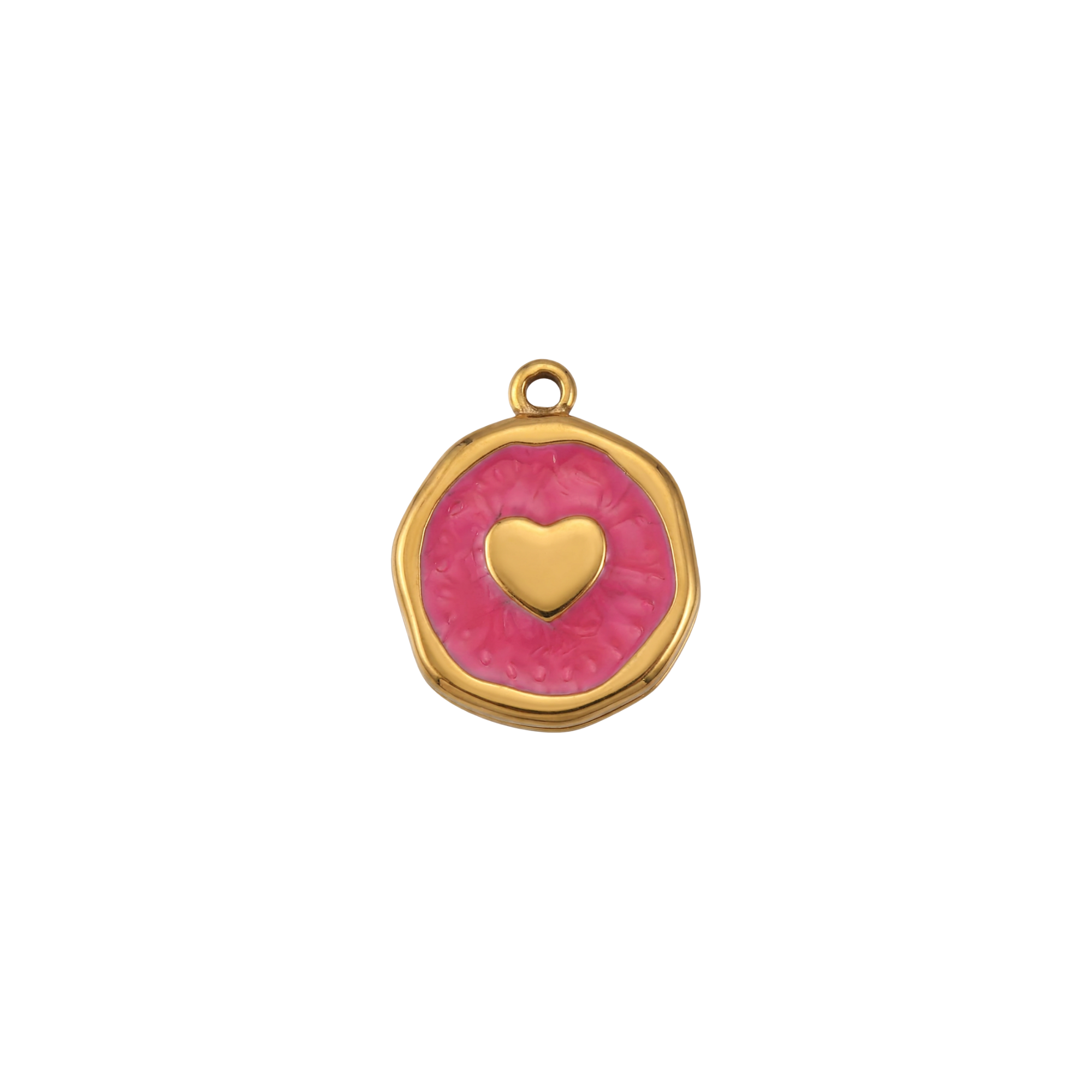 MEDALLA CORAZÓN FUCSIA