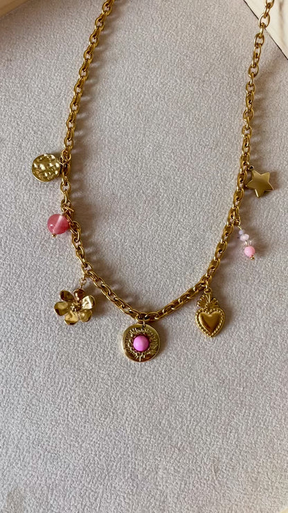 Charm Medalla rosa